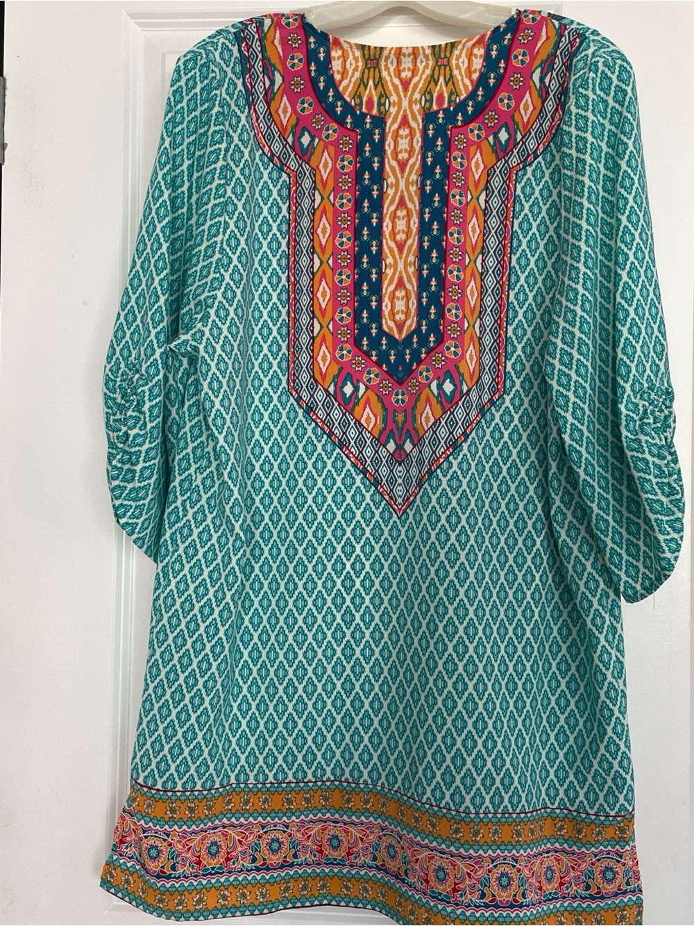 Urban CoCo Multicolored BohoStyle Mini Dress Tunic CoverUp Size XL Ethnic Print